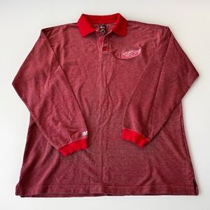 Mirage NHL‎ Detroit Red Wings Men's XL Long Sleeve Polo Shirt 100% Cotton